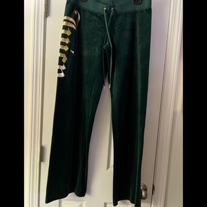 Vintage juicy velour track pants. Dark green with gold letters